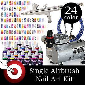 Complete Airbrush Nail Art Kit 24 Color 400 Stencil Set