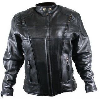 Womens Motorcycle Biker Scooter Black Quality Cowhide leather Jacket 