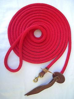 LUNGE LINE 5/8 X 25 RED DERBY ROPE WITH BRASS SNAP HORSE TACK NEW