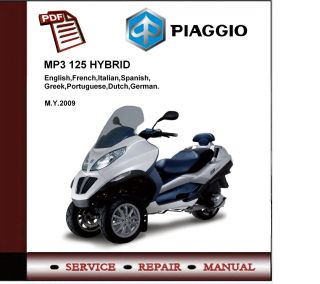 PIAGGIO MP3 125 HYBRID M.Y.2009 WORKSHOP SERVICE MANUAL
