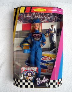 NIB 50TH ANNIVERSARY NASCAR BARBIE DOLL 1998 RACING