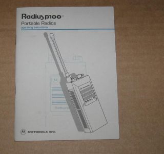 Motorola Radius P100 Portable USER GUIDE Operating Manual *Original 