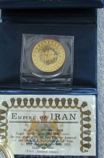 1971 IRAN 750 RIAL GOLD COIN, 2500 YEARS TO KINGDOM STONE OF SYRUS