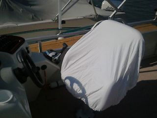 LOT OF 6 HEAVY DUTY WHITE COTTON CANVAS PEDESTAL BOAT SEAT COVERS