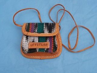 Guatemalan Small Leather and Handwoven Cloth Chica Purse Guatemala