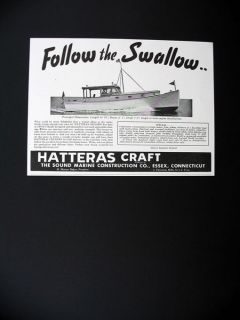 Hatteras Craft 40 ft Cruiser Motor Yacht boat 1947 print Ad 