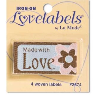 MADE WITH LOVE IRON ON WOVEN LABELS LOVELABELS QUILT / CLOTHING 