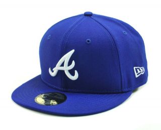 NEW ERA 59Fifty Fitted MLB Baseball Hat Cap Atlanta BRAVES Royal Blue 