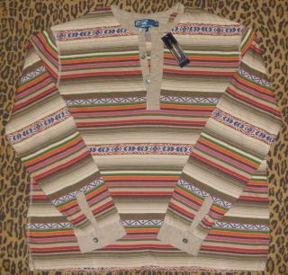   LAUREN Indian Henley Shirt XL NWT Cotton Linen Navajo Serape $185