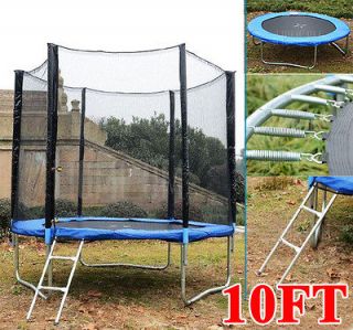   Round Trampoline Set With Safety Net Enclosure Frame Pad Free Ladders