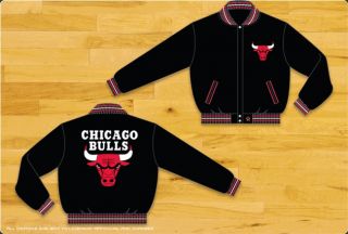 Chicago Bulls NBA Reversible Jacket Wool Nylon 2 Tone Black Red Adult