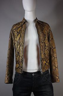   Mens Handmade Custom Snakeskin Python Leather Jacket East West XS 34