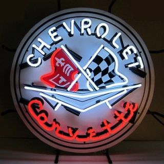 Neon Sign Chevy Corvette Chevrolet Garage open lamp GM Man Cave 