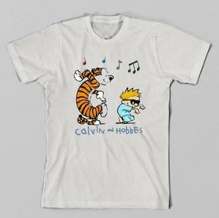 Calvin and Hobbes T shirt C&H Blue Dance dancing strip funny shirts S 