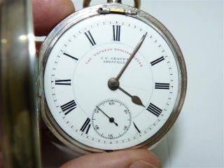 Antique English Sterling Silver Pocket Watch, Swing out, Key Wind 