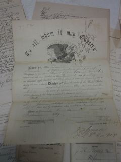 Antique Post Civil War 1864 Discharge Papers +More Daniel Norris 