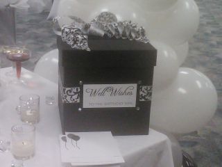   and White Damask Wedding / Birthday /Anniversary Card Box Wishing Well