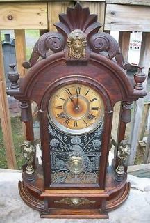 Antique Ansonia TRIUMPH Clock Mirrored , Peacock, Faces