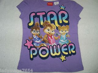 Alvin & The Chipmunks~The Chipettes Star Power Girls T Shirt M L 