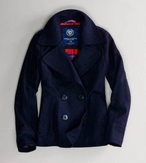 NWT American Eagle AEO Womens Navy Blue Peacoat Coat Jacket S Small