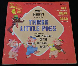 Walt Disneys Three Little Pigs Book & Record Set   1965