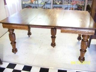   HUGE 60 Round Victorian Solid Tiger Oak Dining Table w 2 Leaves c1890
