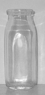 Vintage Square Clear Glass 1/2 Pint Milk Bottle Excellent Condition