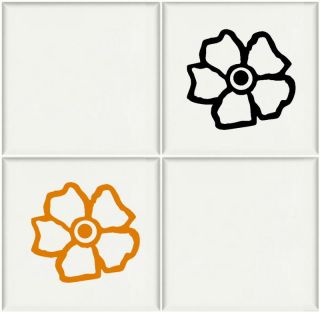 Set of 12 FLOWER Tile transfers / wall stickers bathroom / kitchen rub 