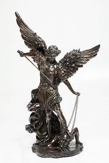   MICHAEL TRAMPLING CHAINED SATAN LUCIFER STATUE 31H INDOOR & OUTDOOR