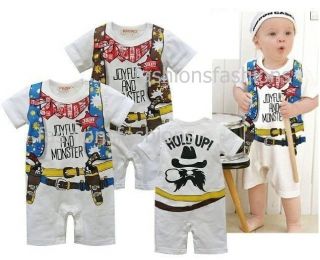   Baby Cotton Pirates Print Costume One pieces Brown or Blue 1 18 months