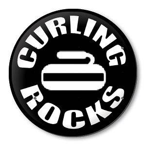 CURLING ROCKS Pin Button Badge curler stones ice broom