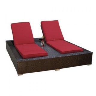   Classics Jamaica Outdoor Wicker Patio Double Chaise Lounge Henna Spice