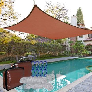    Square Sun Shade Sail Canopy Top 6D Lower Outdoor Patio Red Cover