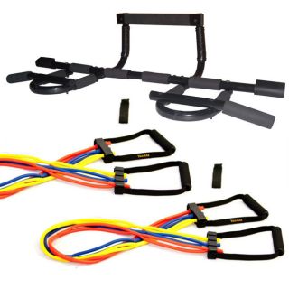   PULL CHIN UP BAR +15 pcs RESISTANCE BAND COMBO FOR P90X WORKOUT