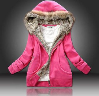   Slim Thicken Winter Coat Jacket Fur Cotton Hooded Outerwear 3 Colors