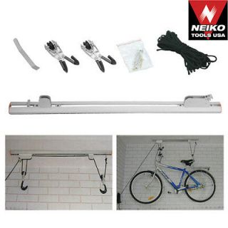 Bike & Ladder Lift Roof Rack Bicycle Garage Pulley Racks Stand Storage 