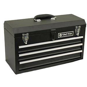 TACTIX 321102 3 Drawer Steel Tool Box Portable Storage