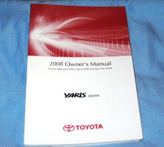 2008 Toyota Yaris Sedan Owners Manual MINT