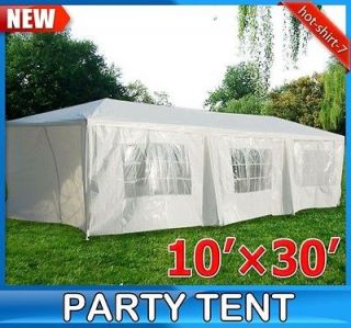 White Party Tent Gazebo Canopy 10 x 30 Steel Frame With 6 Side Walls