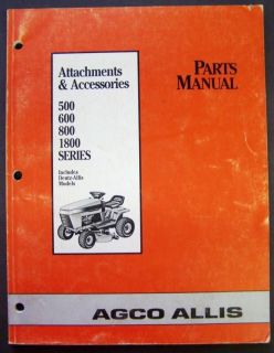 Agco Allis 500/600..Lawn Tractor Attachment Part Manual