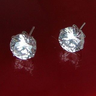 00 CTS ROUND CUT MAN MADE Diamond Stud EARRINGS Solid 14K White GOLD 