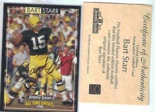 GREEN BAY PACKERS 1996 JIMMY DEAN AUTOGRAPH auto BART STARR