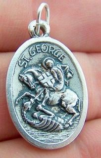 Petite Saint St George Pray For Us Religious Medal Christian Pendant 