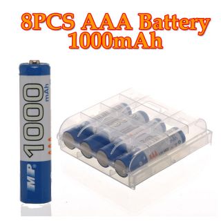 8x AAA 1000mAh 1.2V Ni MH Rechargeable battery 3A Blue Cell for MP3 RC 