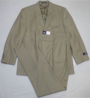   Men Tan 100% Worsted Wool 2pc Suit Size 42R/Pants 36W MSRP$325.00