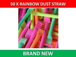 50 X Rainbow Dust Straws Straw Pre filled Party Bag Fillers Favours 