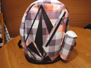   girls juniors back pack backpack pencil holder book bag NEW plaid NWT