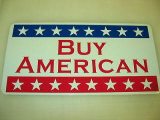 BUY AMERICAN Metal Sign Vintage Style USA Flag Banner
