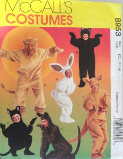   Adult & Children Costume Pattern #8953 Bunny Bear Cat Lion Kangaroo