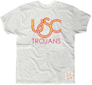 USC Trojans Off White Retro Brand Vintage Logo Slub Knit T Shirt